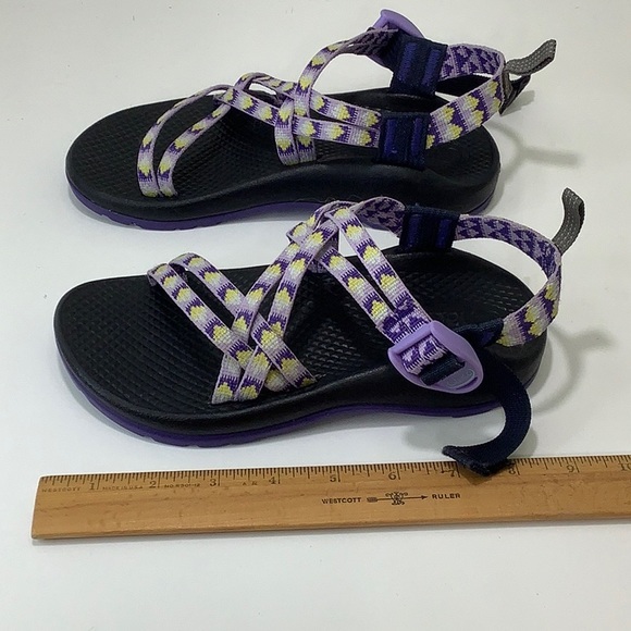Chaco adjustable Adventure purple yellow hiking Sandals ZX2 size 2 EUC - Picture 14 of 15